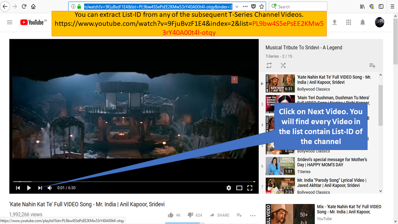 List-ID in subsequent videos