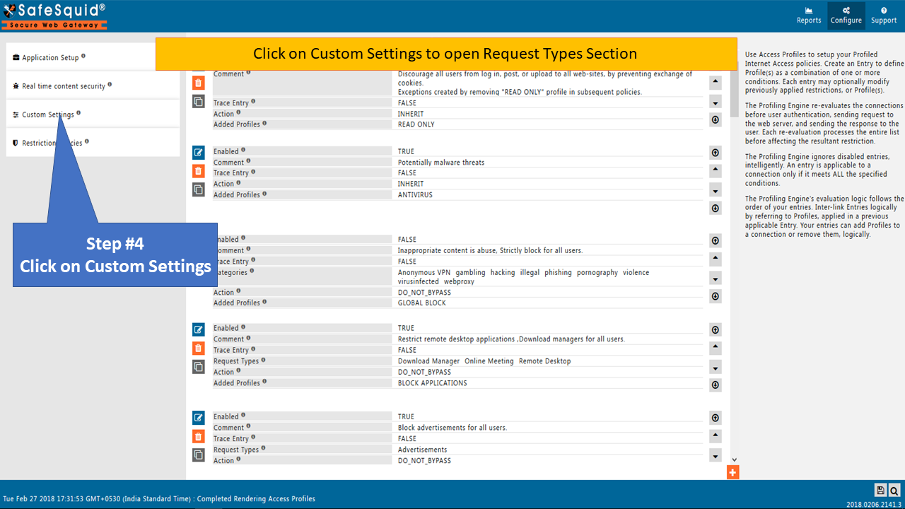 Custom Settings menu
