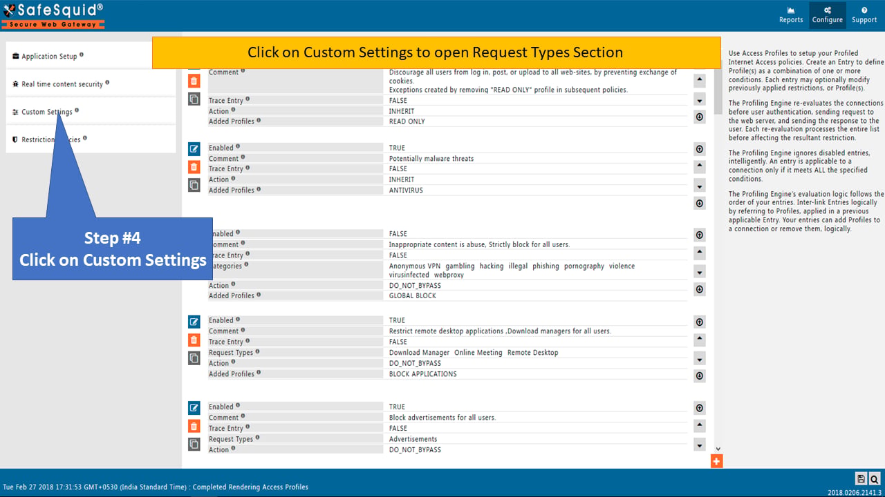 Custom Settings menu