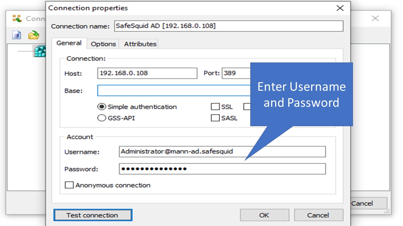 Entering the username and password in username password field