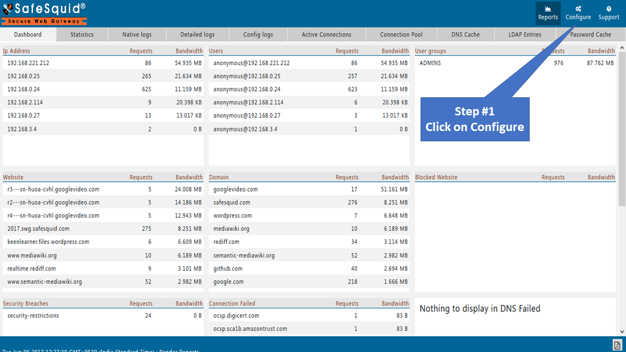 Configure page