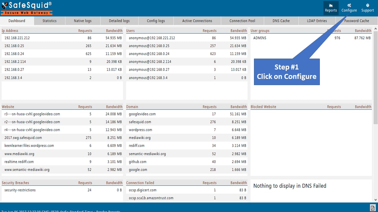Configure page