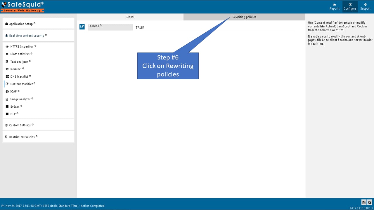 Rewriting Policies list and add entry