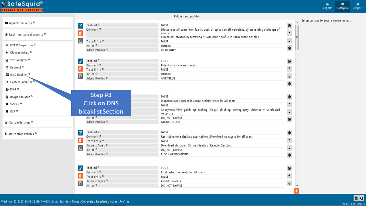 DNS blacklist section