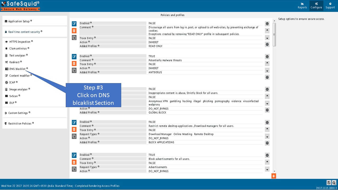 DNS blacklist section