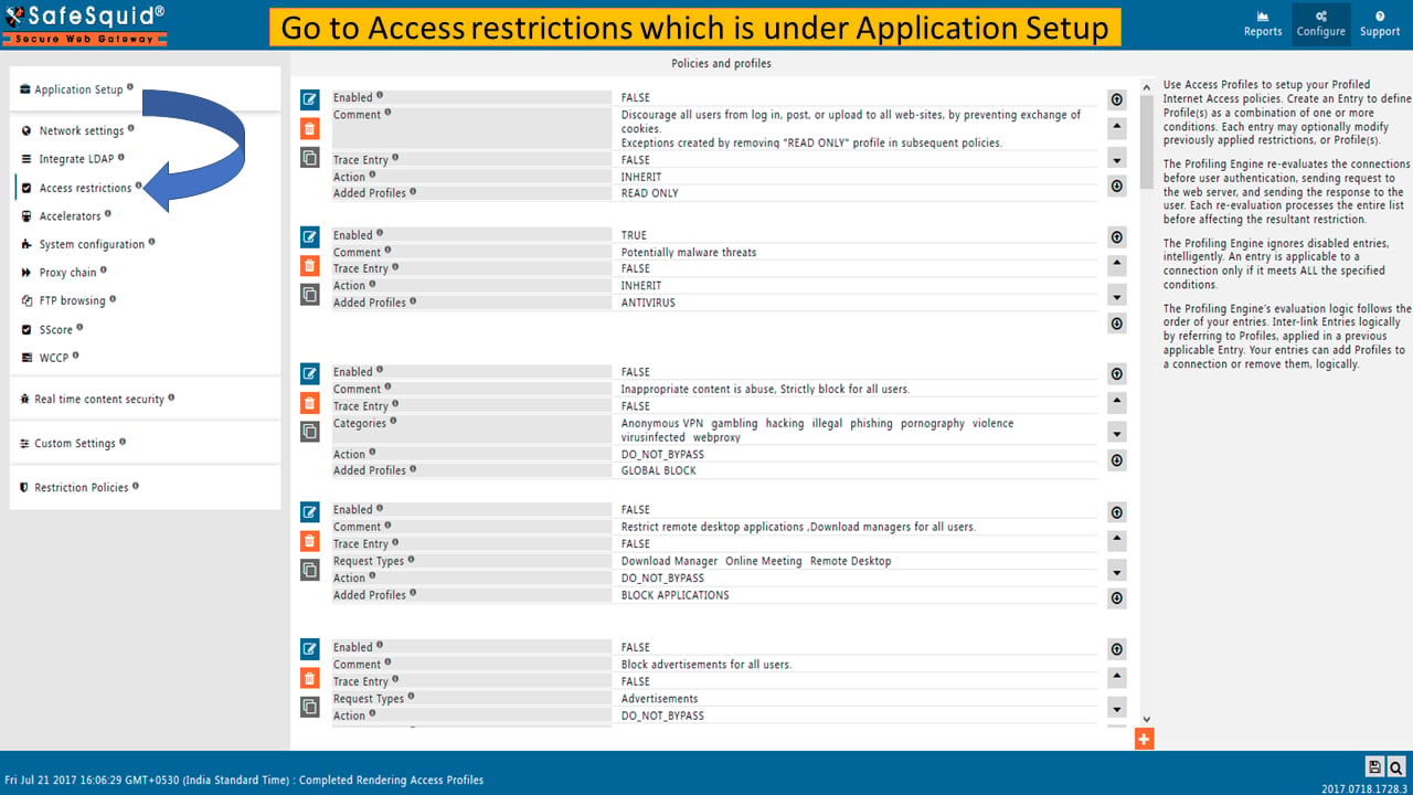 Access Restrictions section