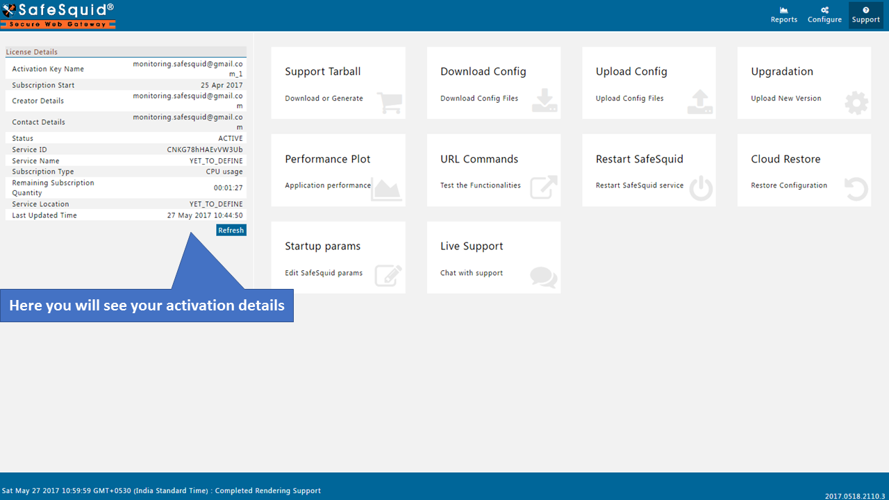 Activation Details showing product and subscription state