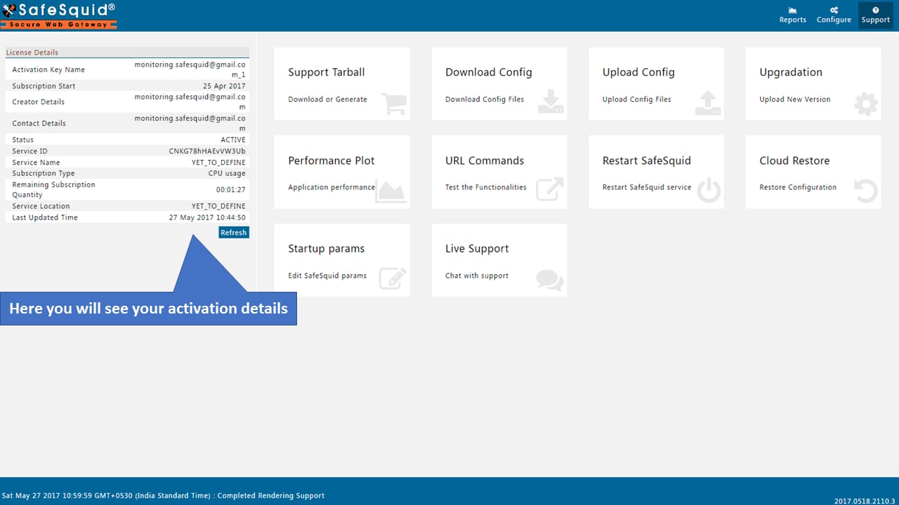 Activation Details showing product and subscription state