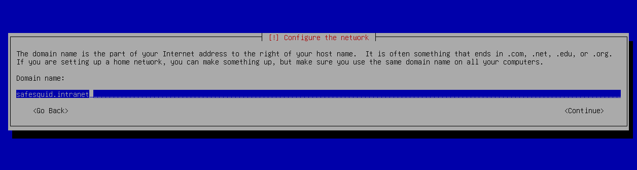 Installer prompt for the domain name