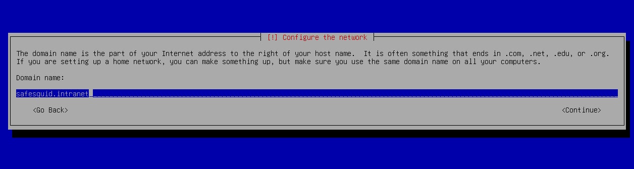 Installer prompt for the domain name