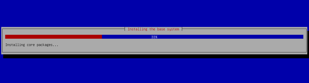 Installer progress screen showing base system installation