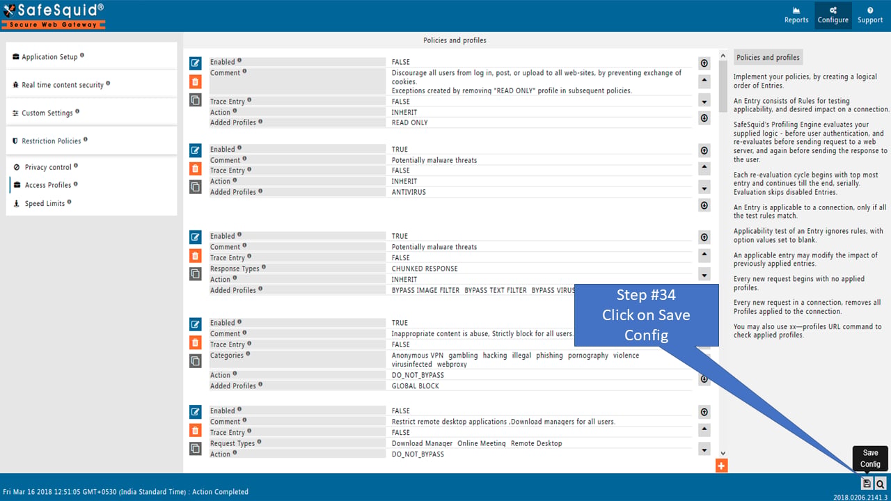 Save configuration that allow only that allow only specific page of Facebook
