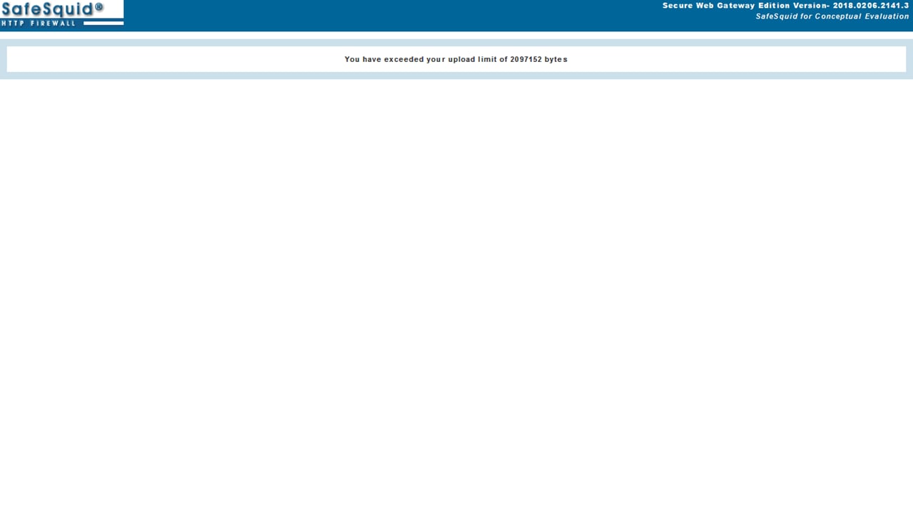 Error template of Maximum limit on the Upload size
