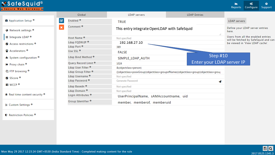 entering LDAP server IP