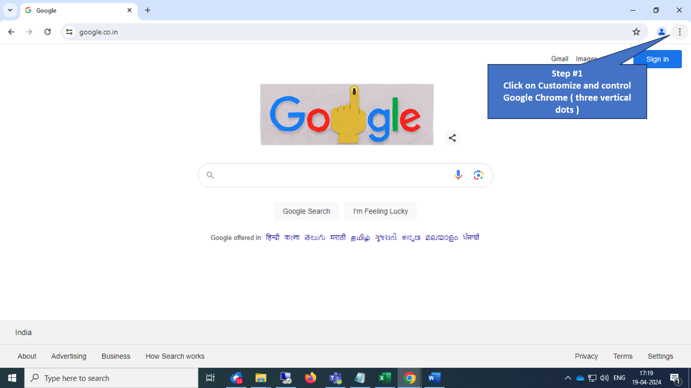 Chrome menu