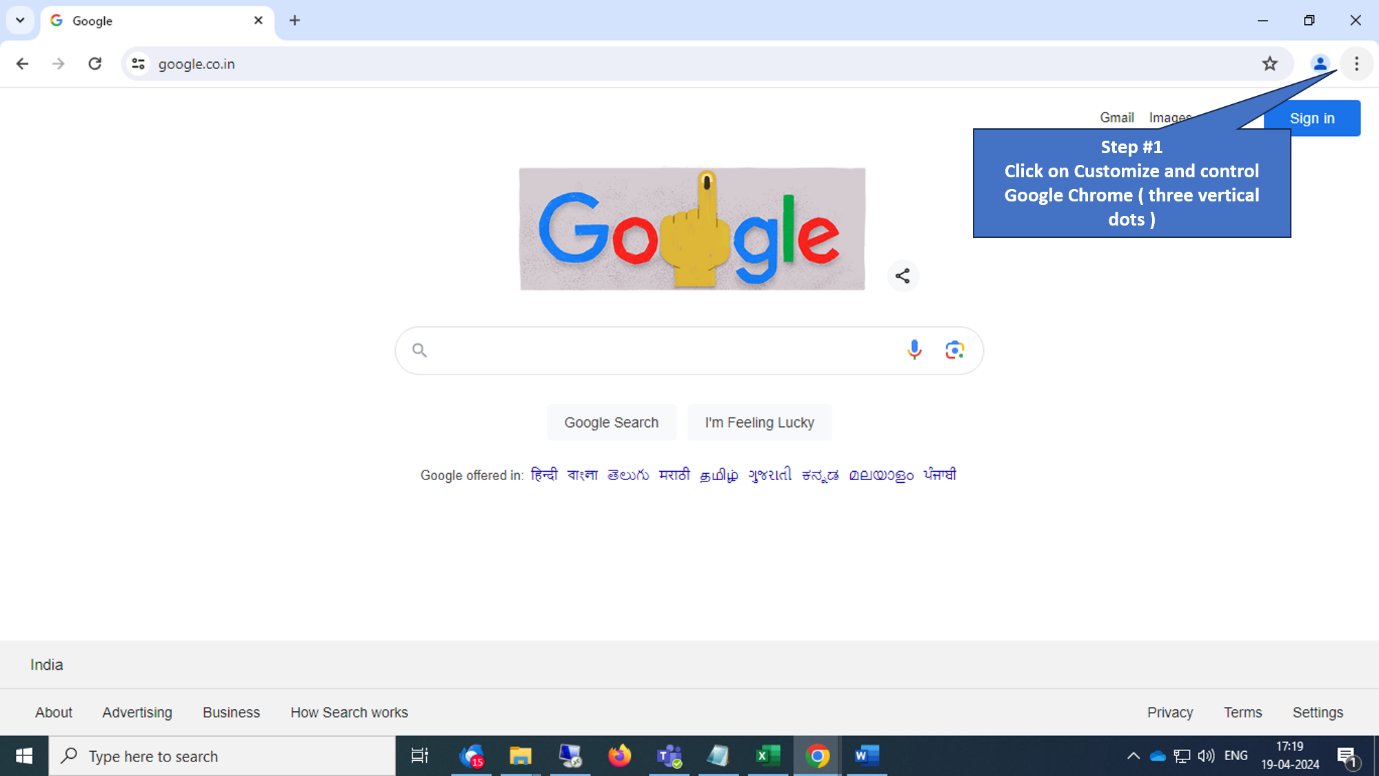 Chrome menu
