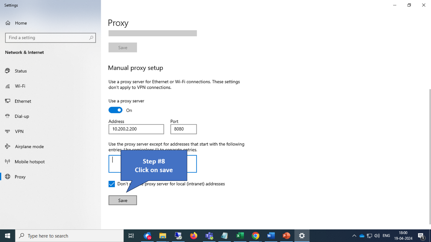 Save settings