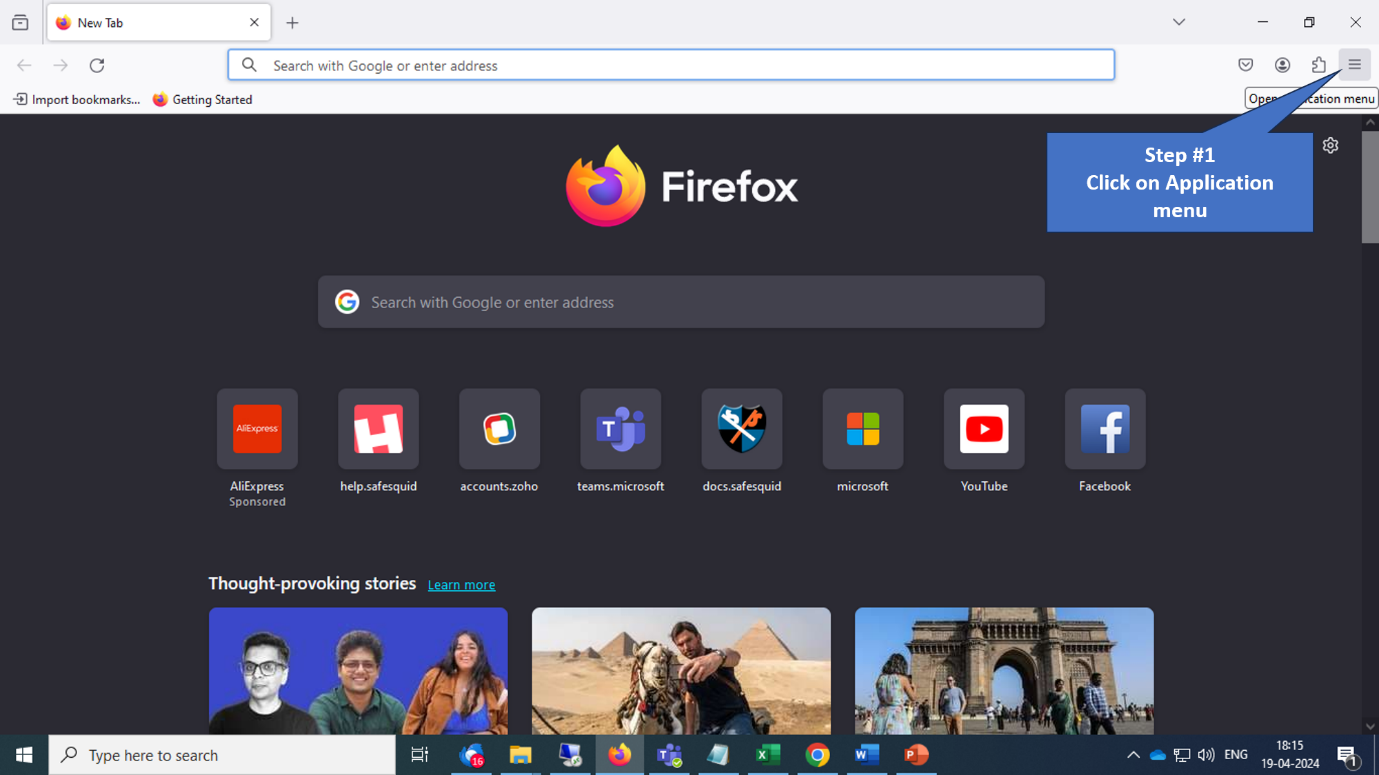 Firefox menu