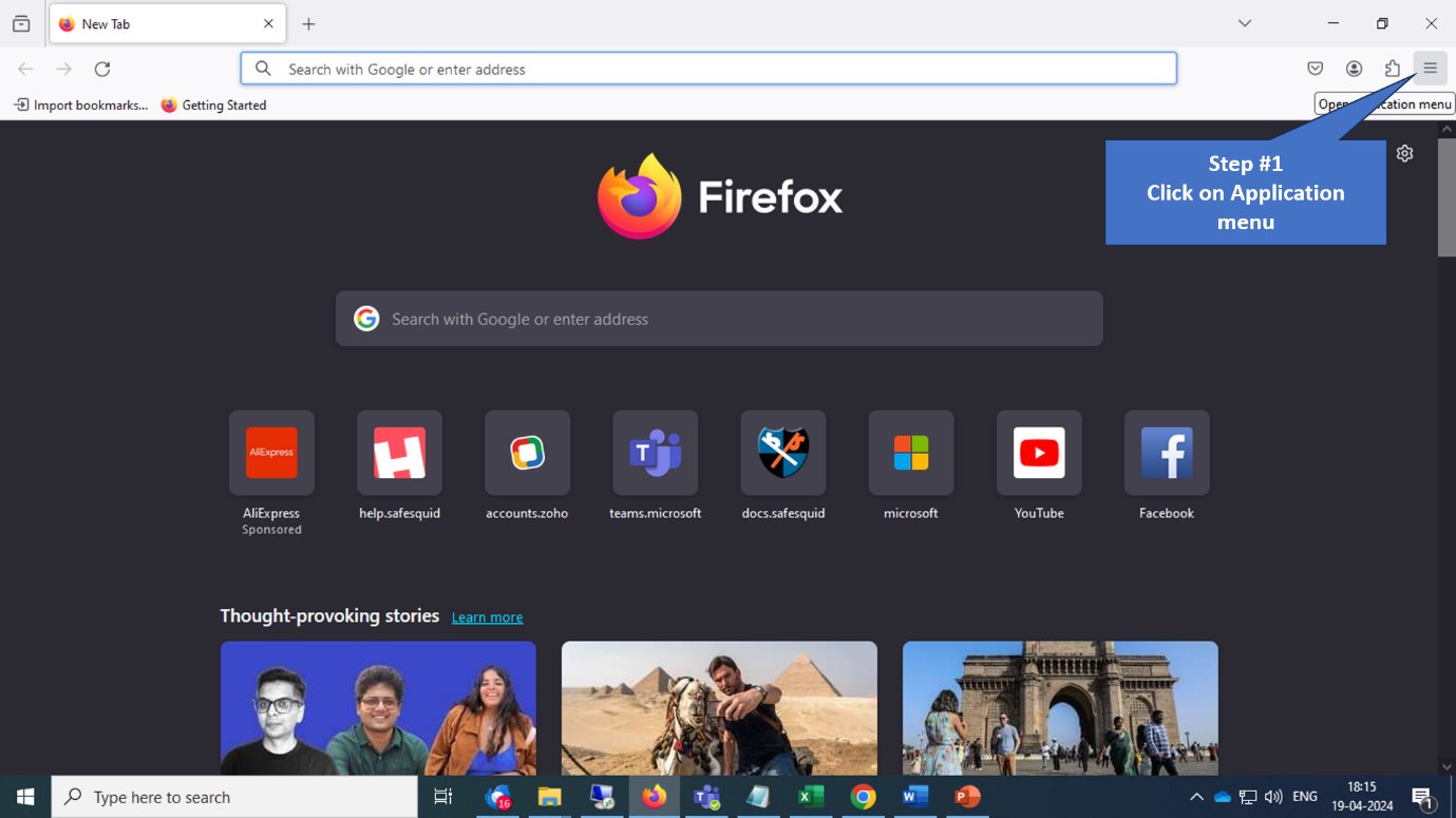 Firefox menu