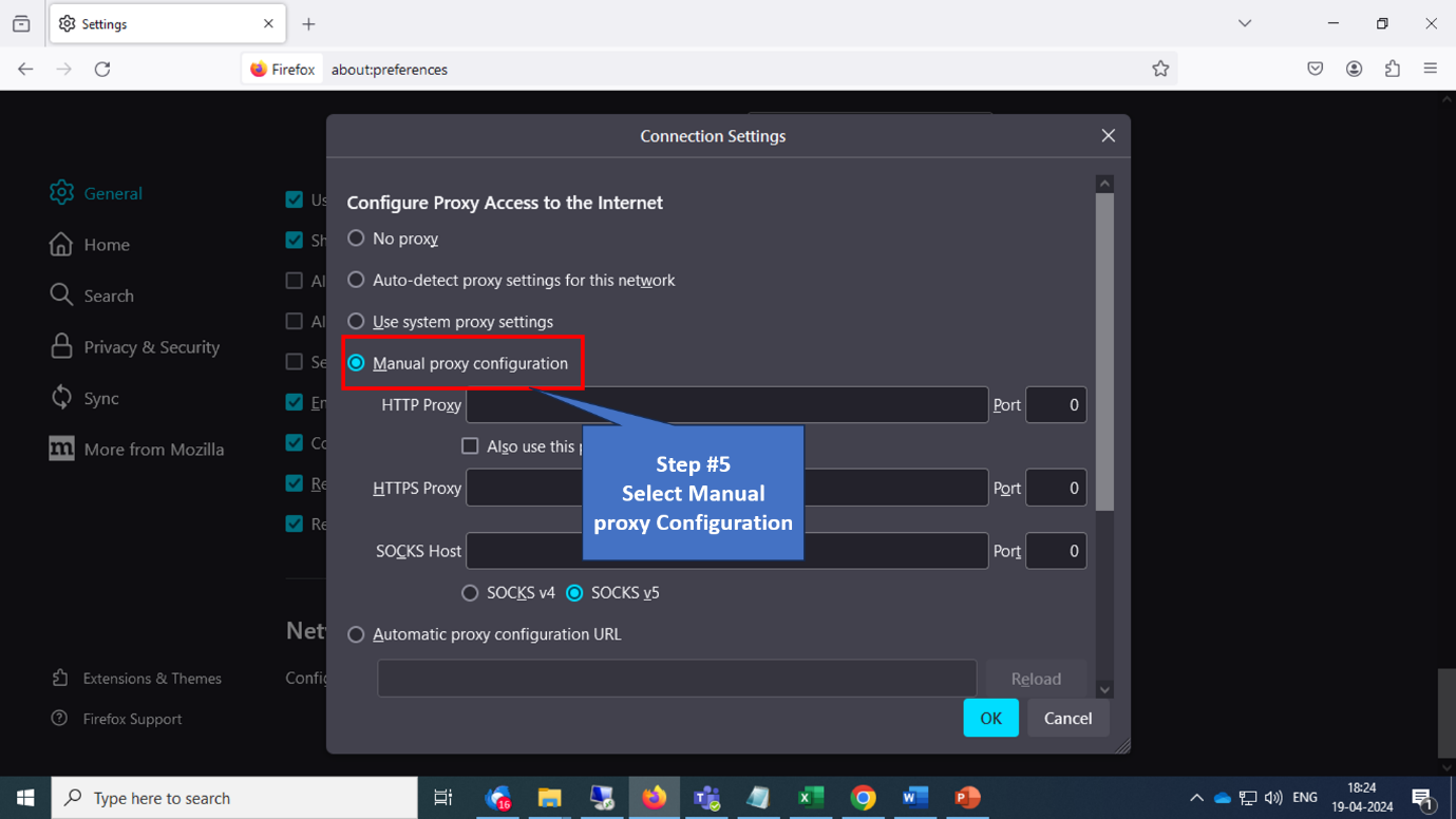Manual proxy option