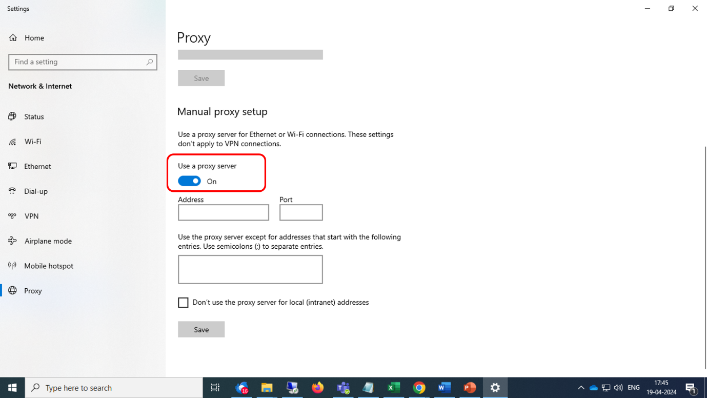 Proxy toggle
