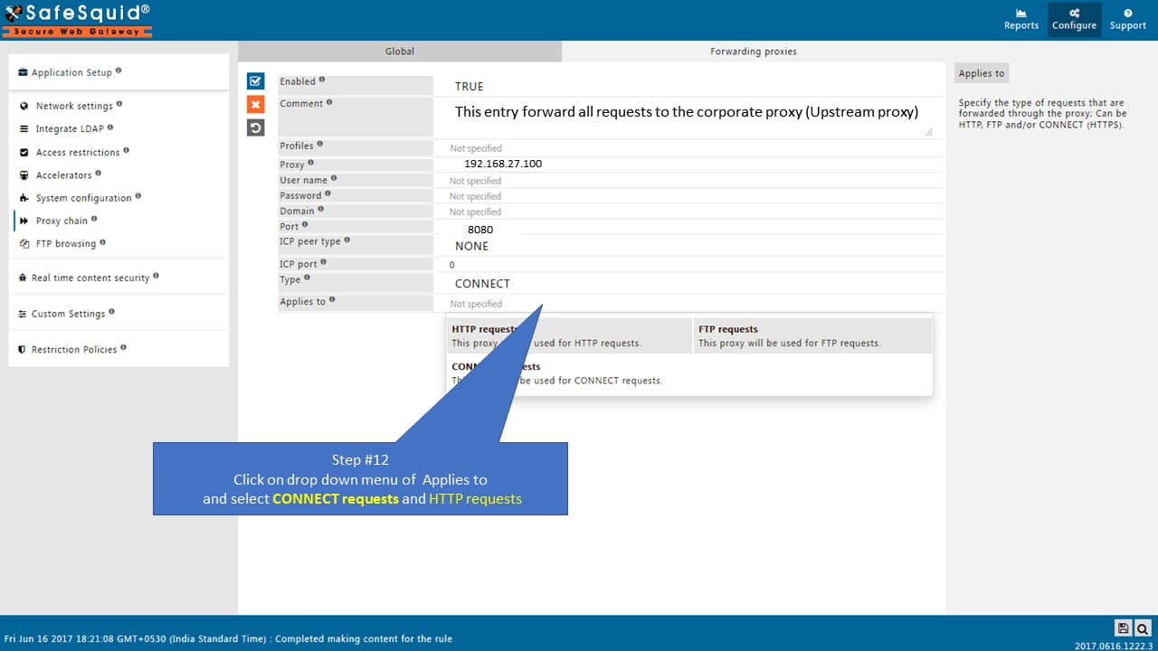 Save configuration button