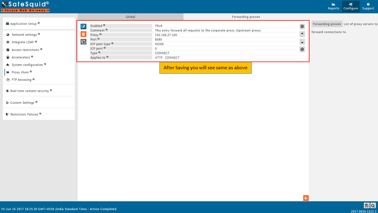 Configuration saved successfully