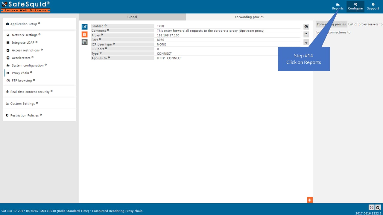 Testing proxy chain connectivity