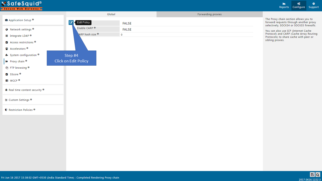 Enable Global section for proxy chain