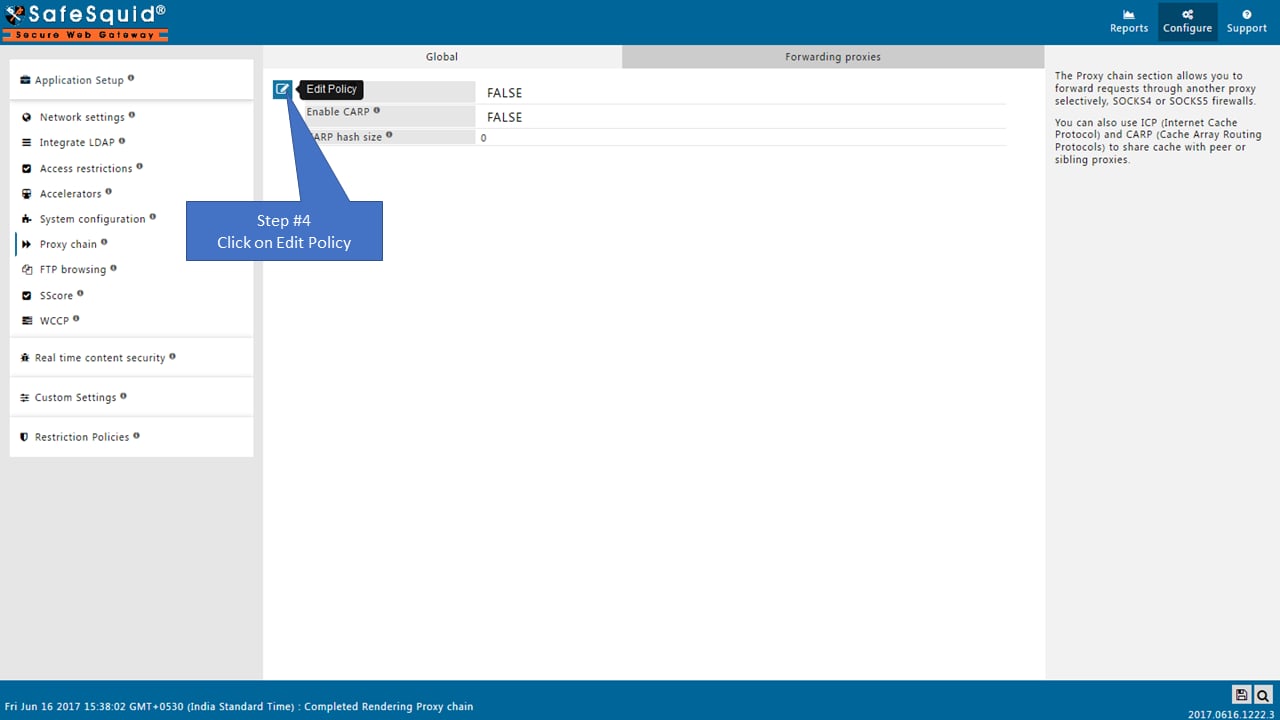Enable Global section for proxy chain