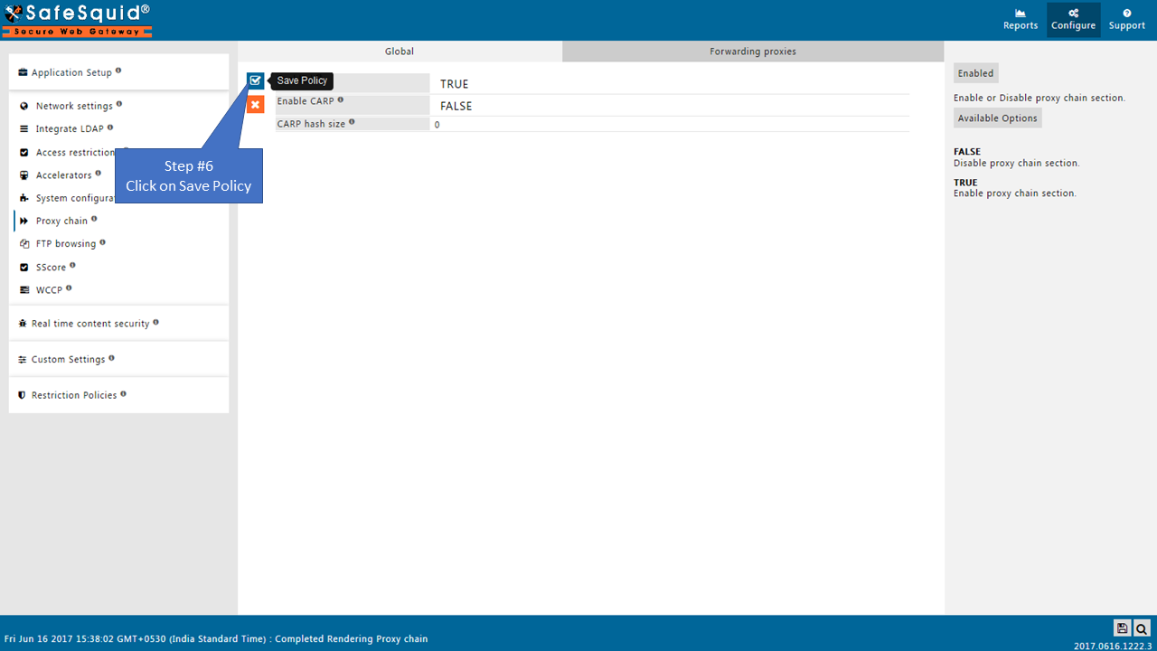 Saving Global proxy chain configuration