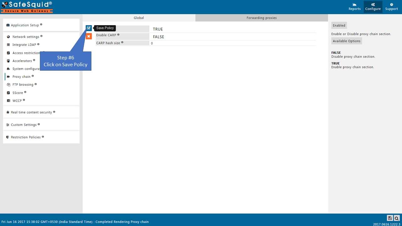 Saving Global proxy chain configuration