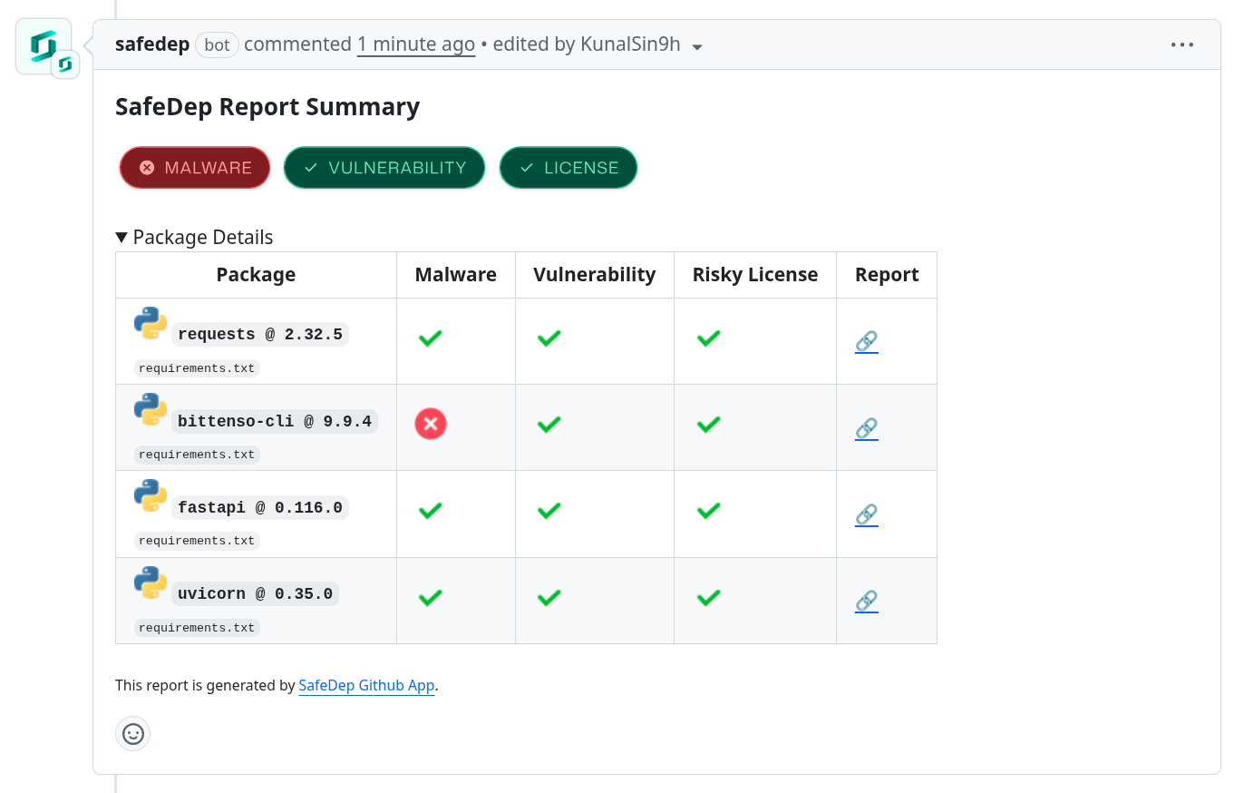 GitHub App Report Demo