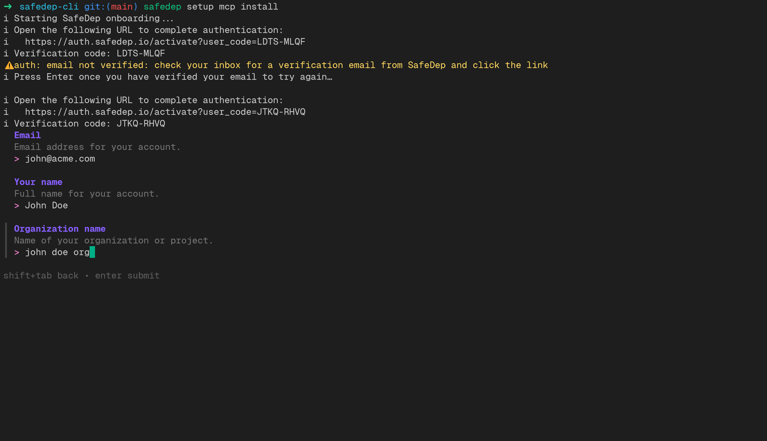 SafeDep MCP setup via CLI