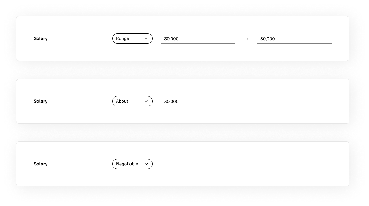 Salary input formats