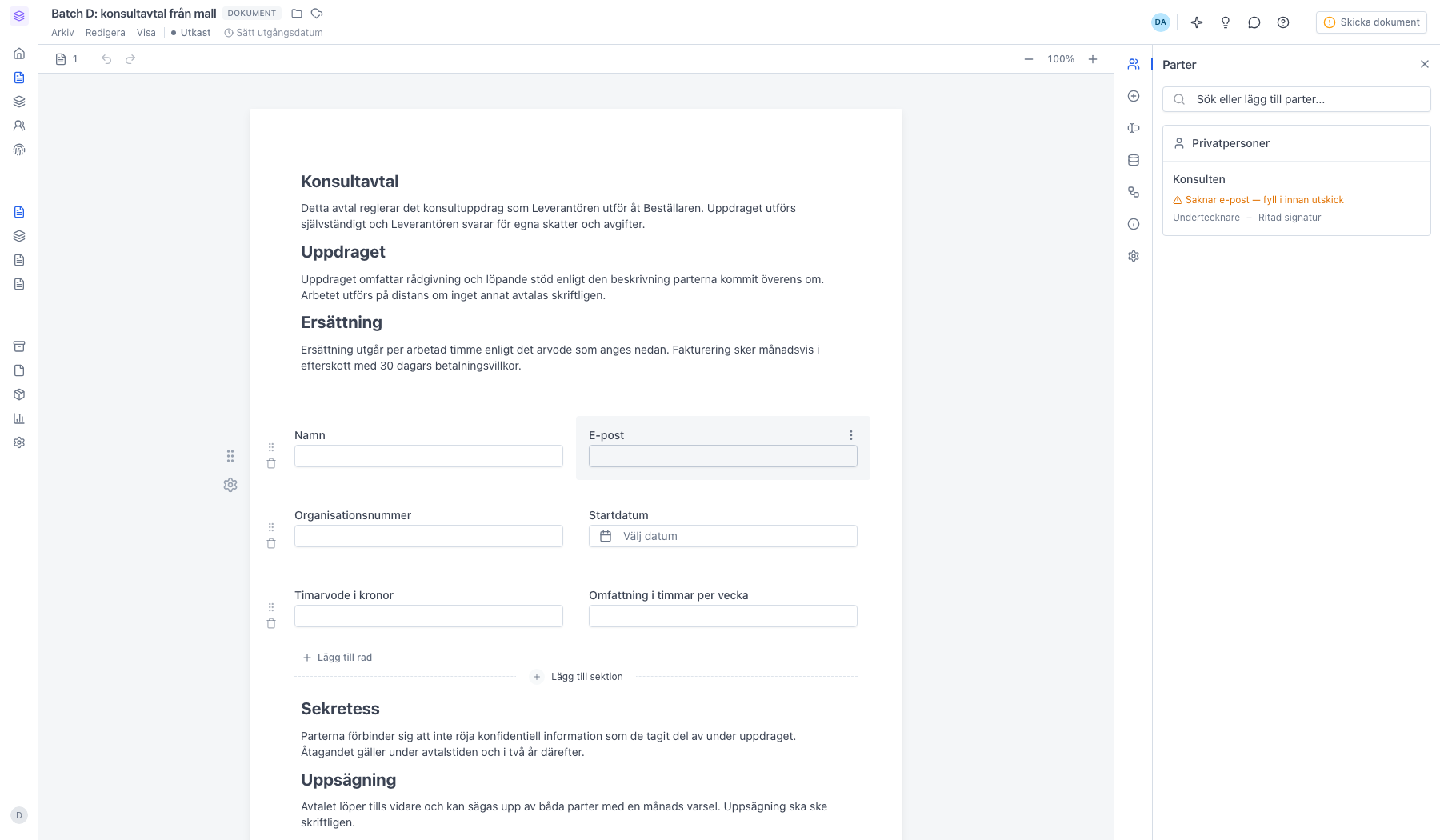Dokumentet med nytt namn redo att anpassas och skickas