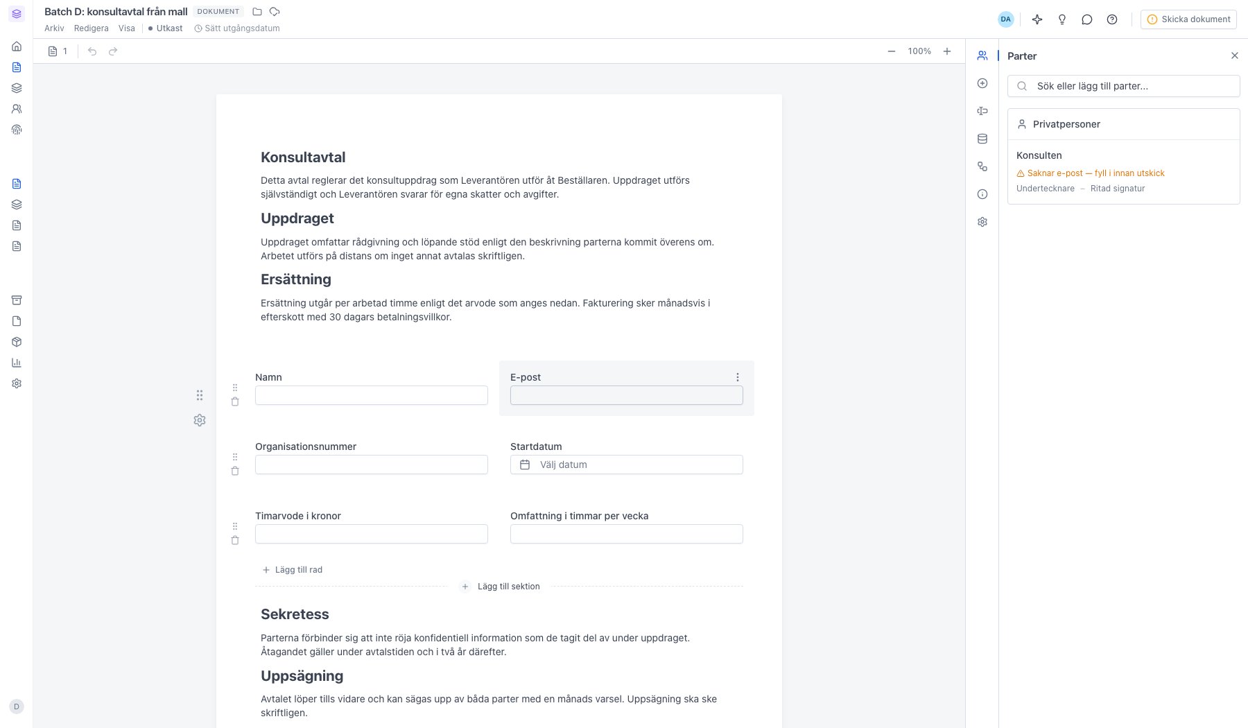 Dokumentet med nytt namn redo att anpassas och skickas
