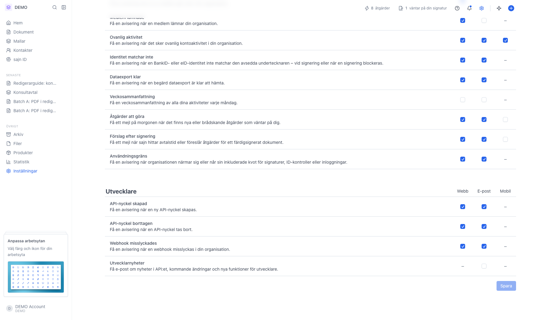 Gruppen Utvecklare med API- och webhookaviseringar