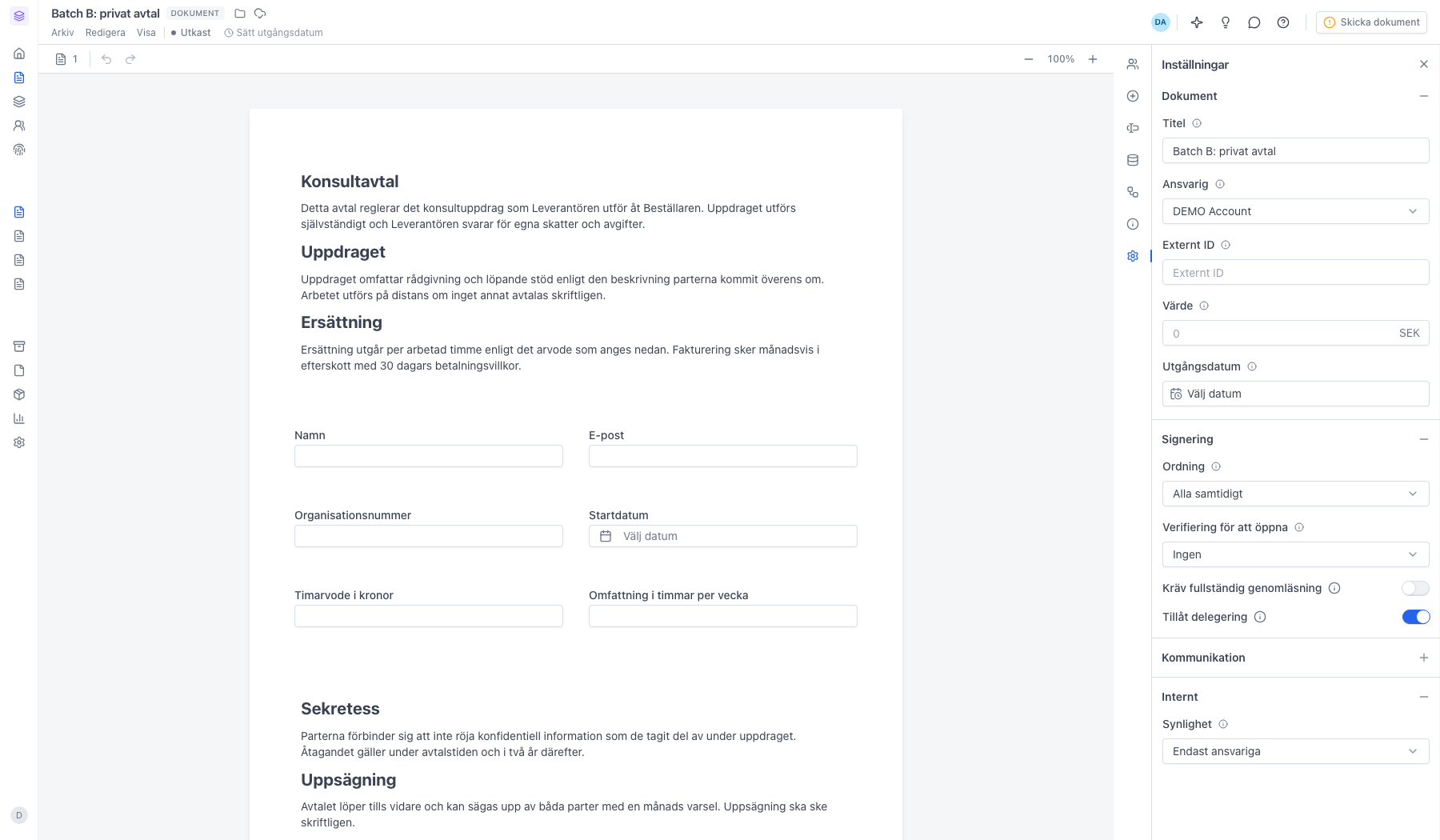 Synligheten satt till Endast ansvariga