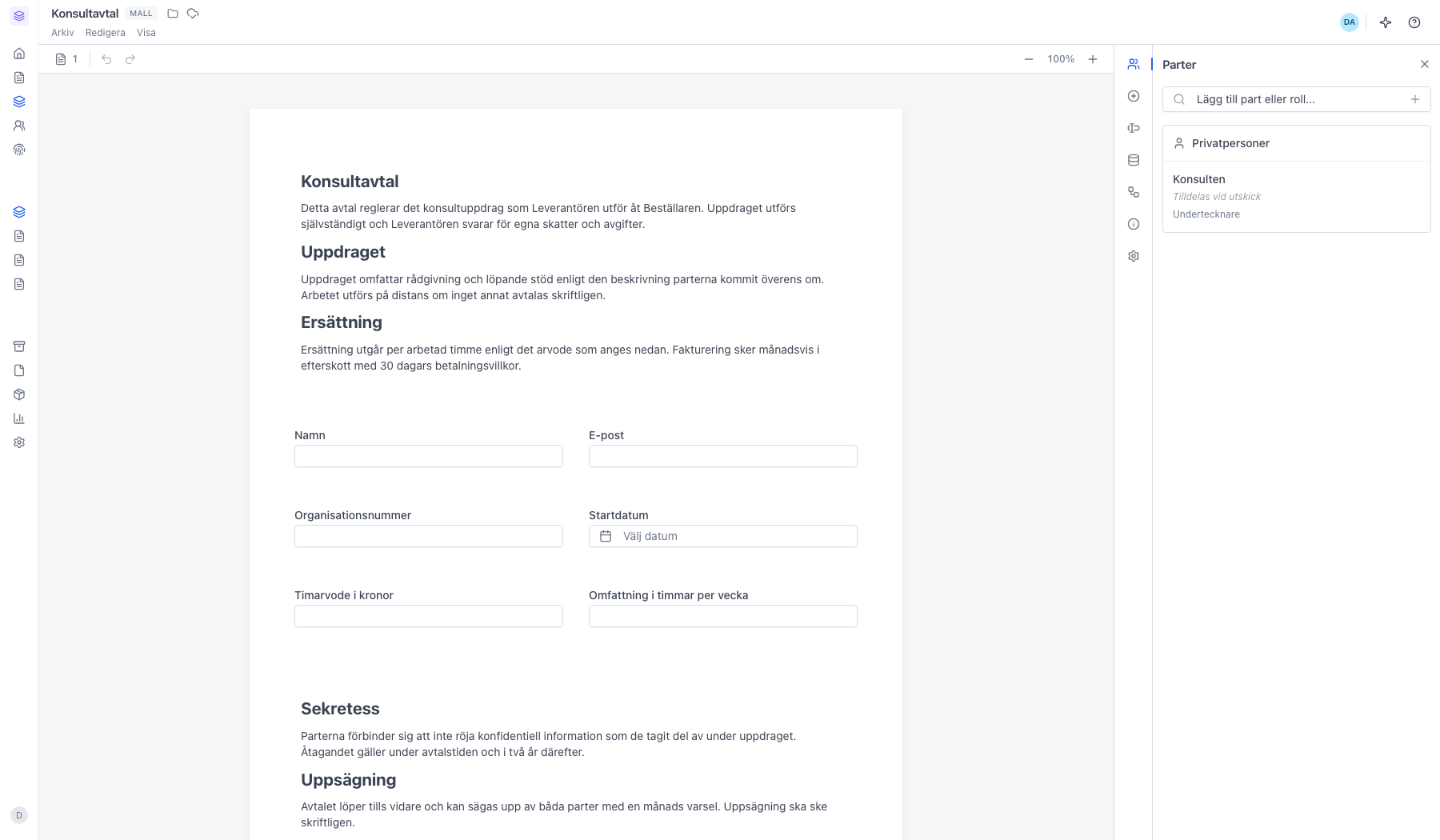 Panelen Parter med parten Konsulten