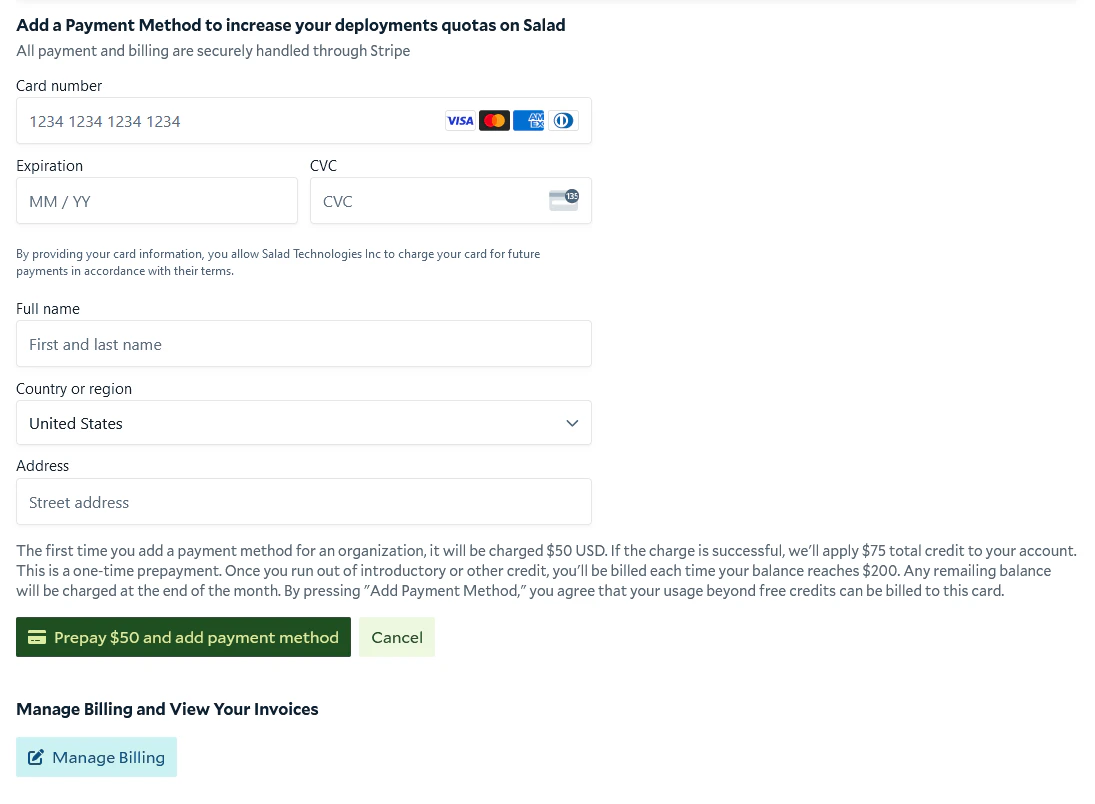 SaladCloud Login Page