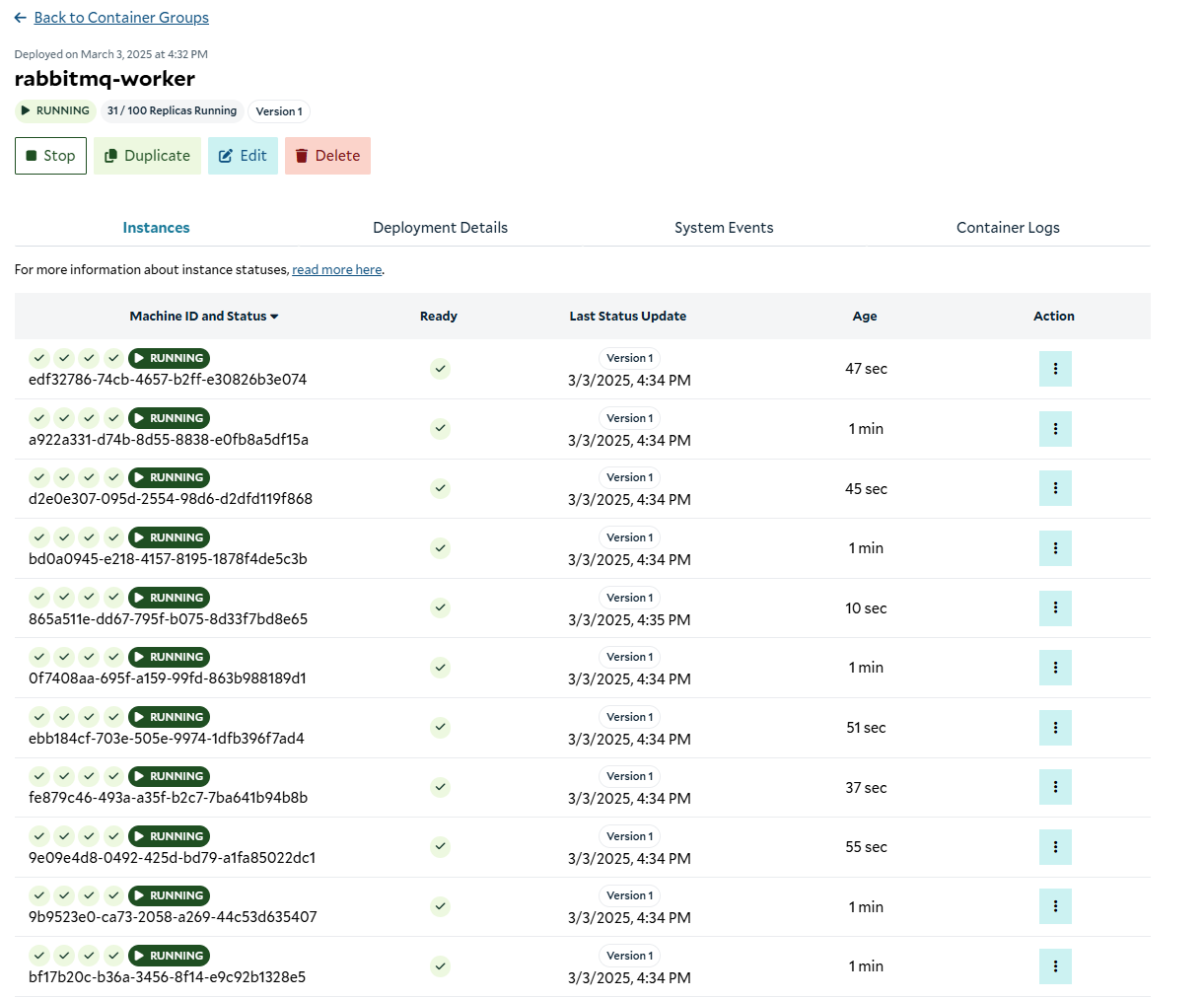 Instances up and running