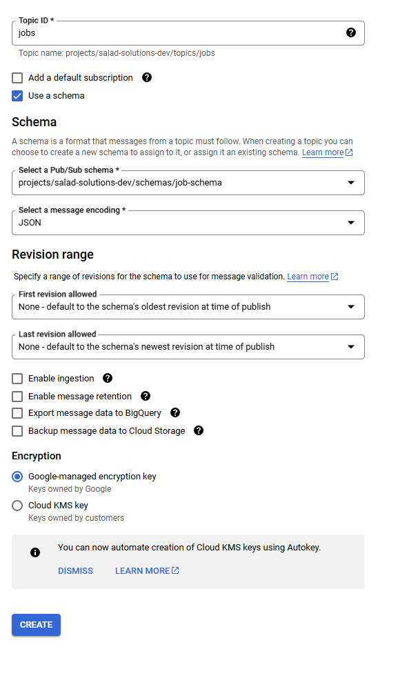 Creating a new topic