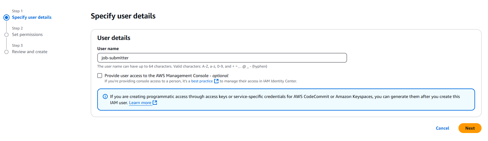 Creating the job-submitter user