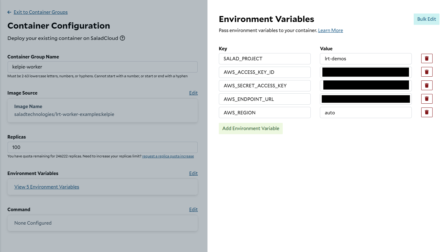 Creating a new Container Group