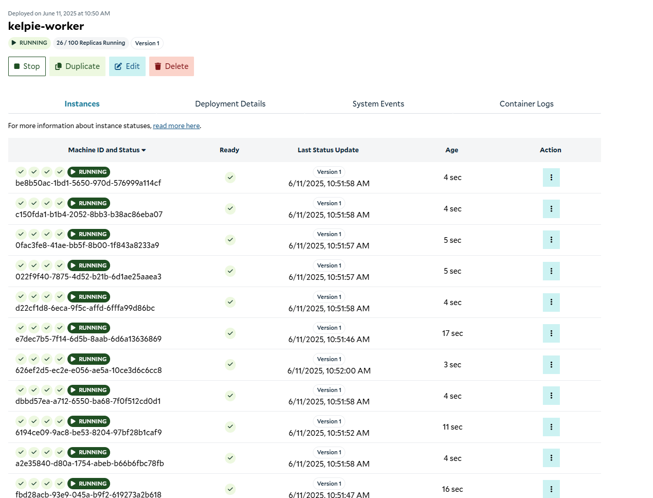 Instances up and running