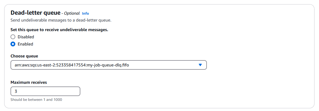 Enabling the dead-letter queue