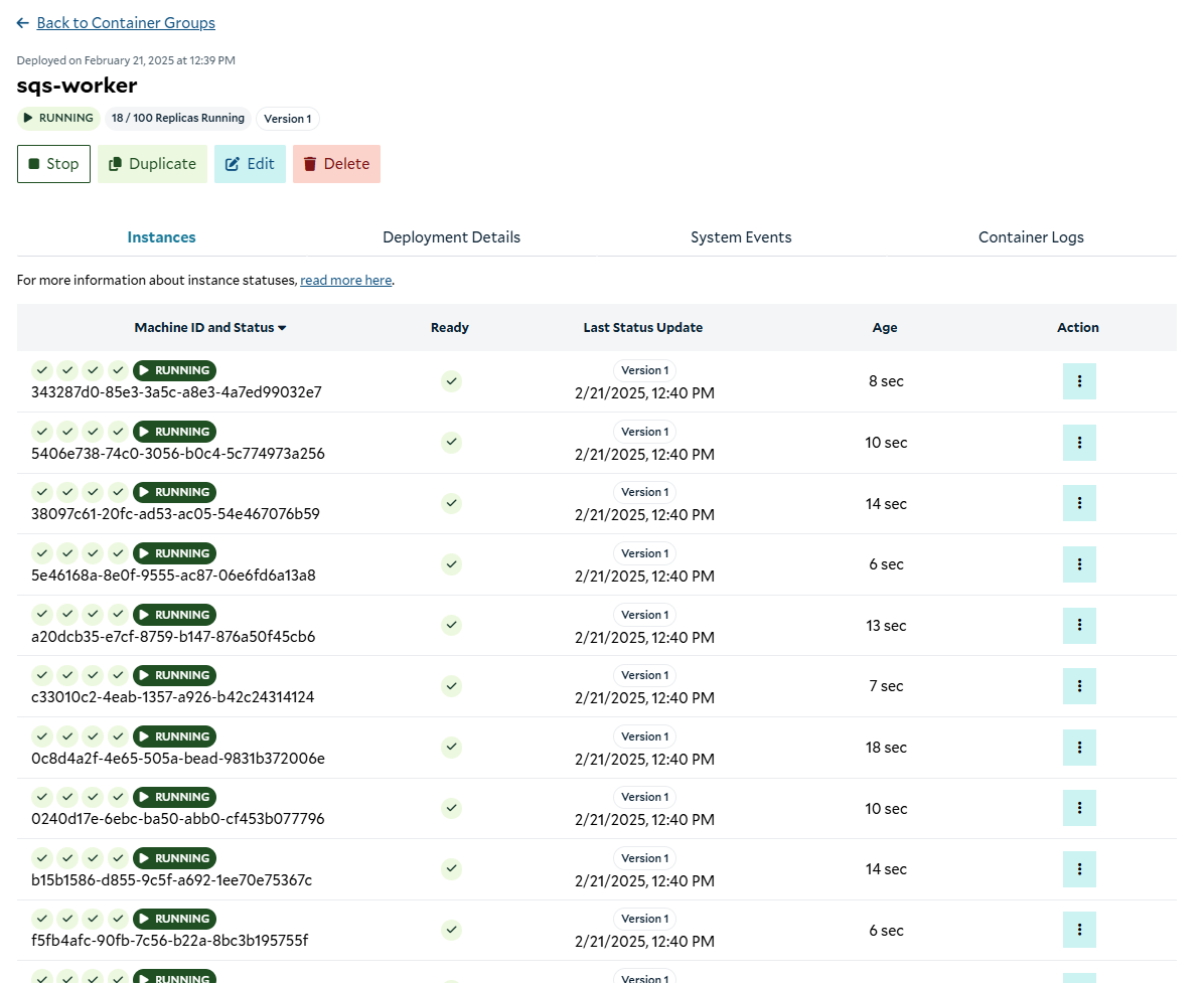 Instances up and running