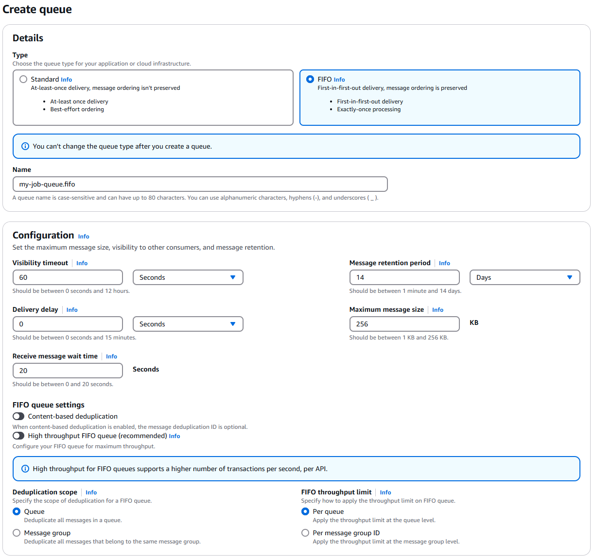 Creating a new FIFO queue