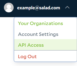 Account Drop Down Menu